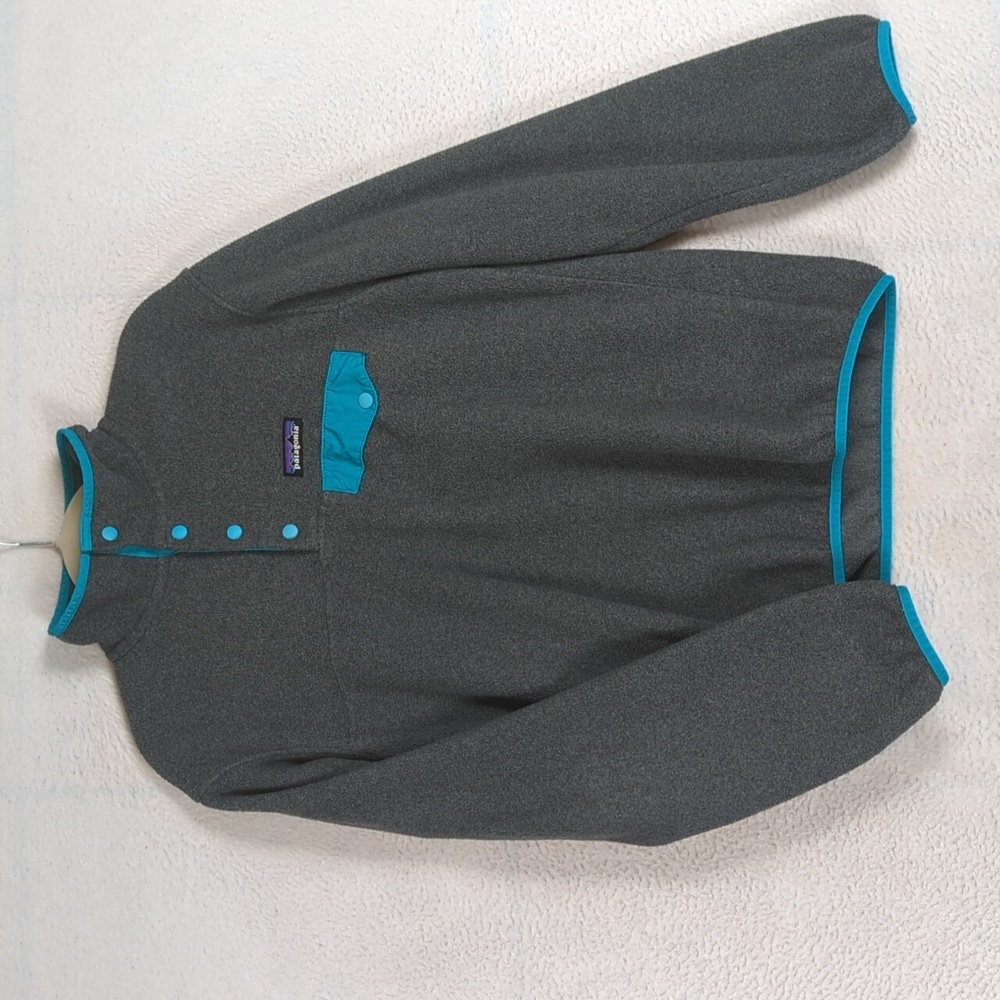 Patagonia Synchilla‎ Women's Gray & Blue Fleece Snap Re-Tool Pullover Size S